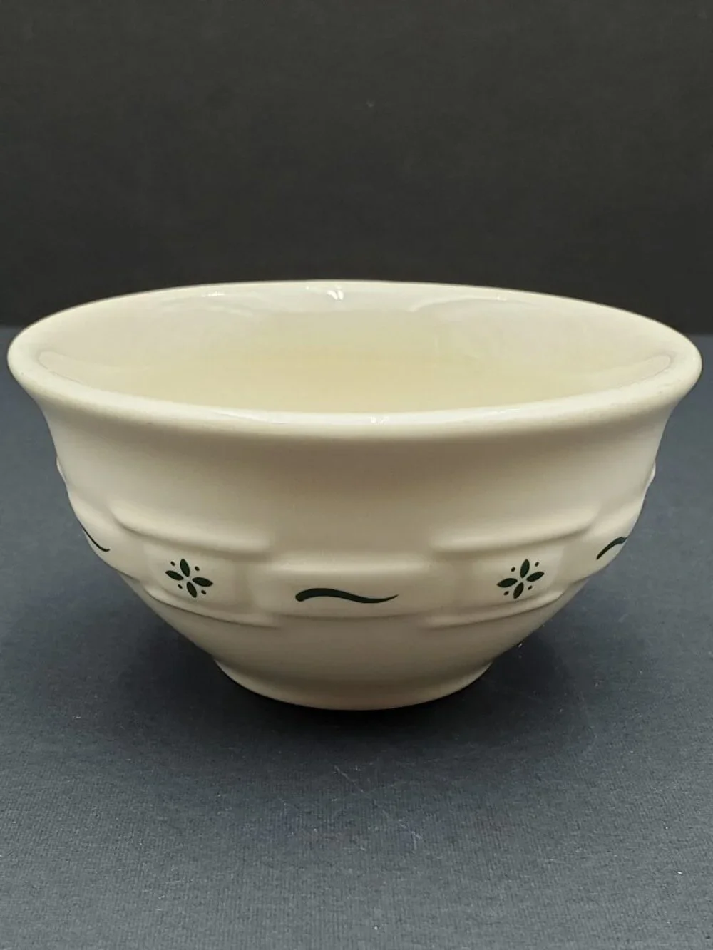 Longaberger Pottery Woven Traditions Heritage Green Dessert Bowls